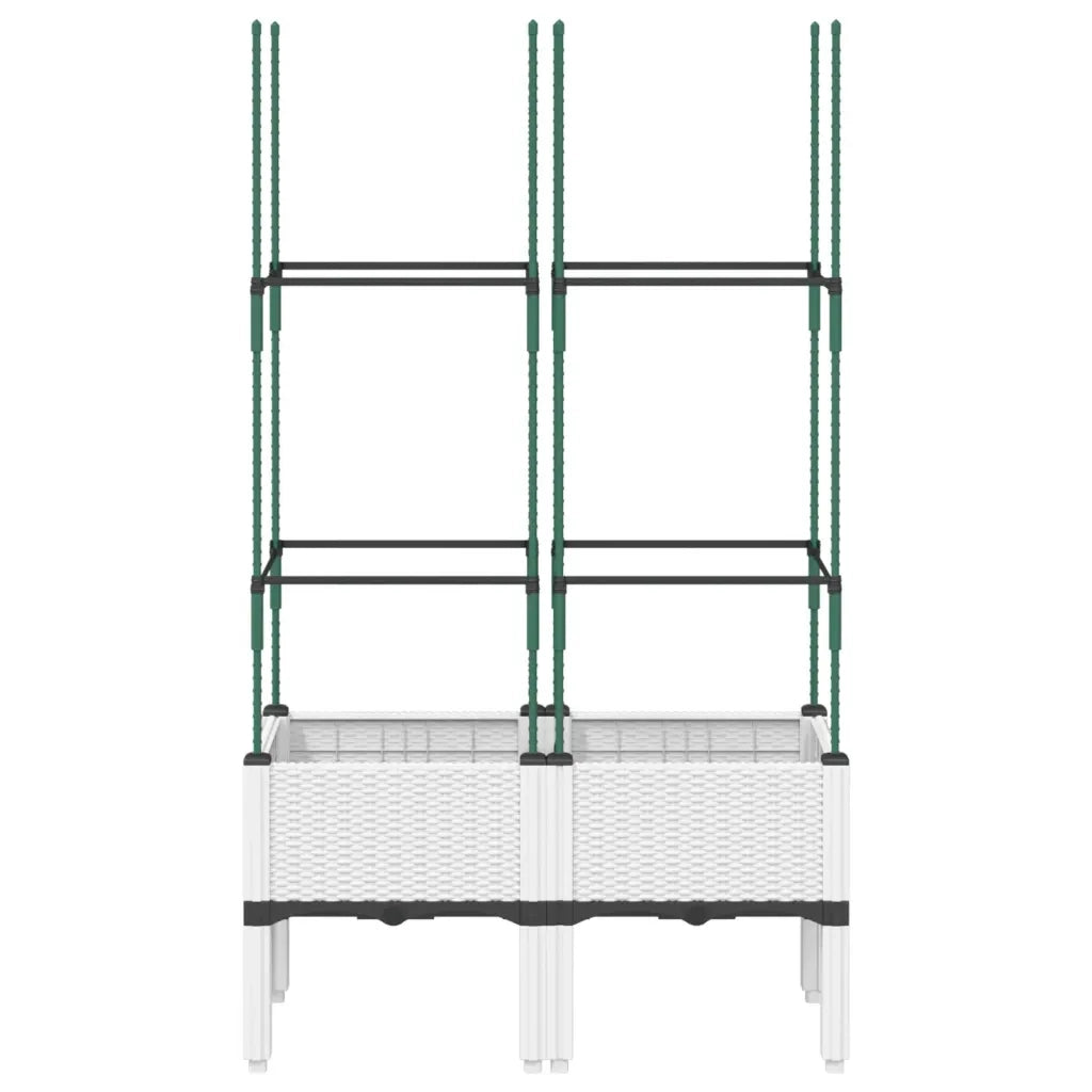 Fioriera da Giardino con Graticcio-Vaso da Esterno-Fioriera con Griglia Bianco 80x40x142,5 cm PP