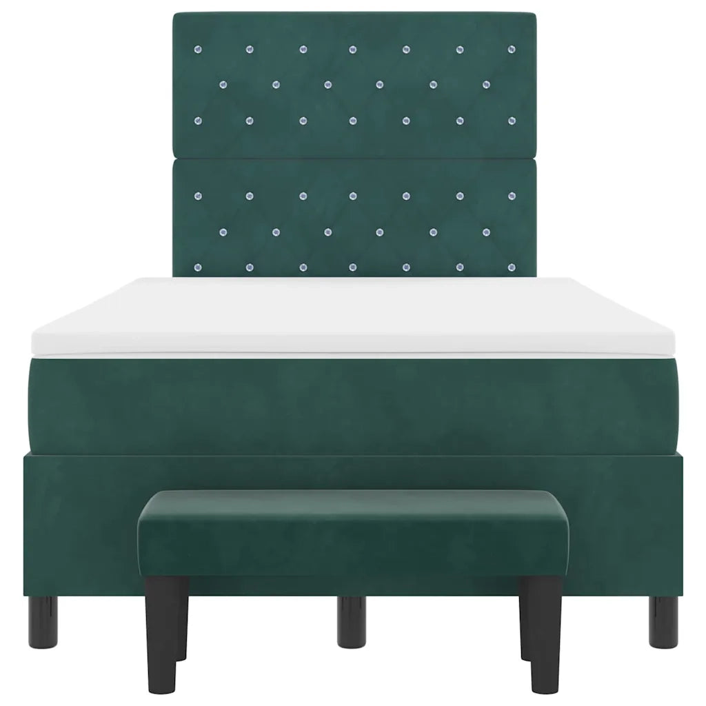 Letto a molle con testiera Verde Scuro 200 x 120 cm Velluto 3344441