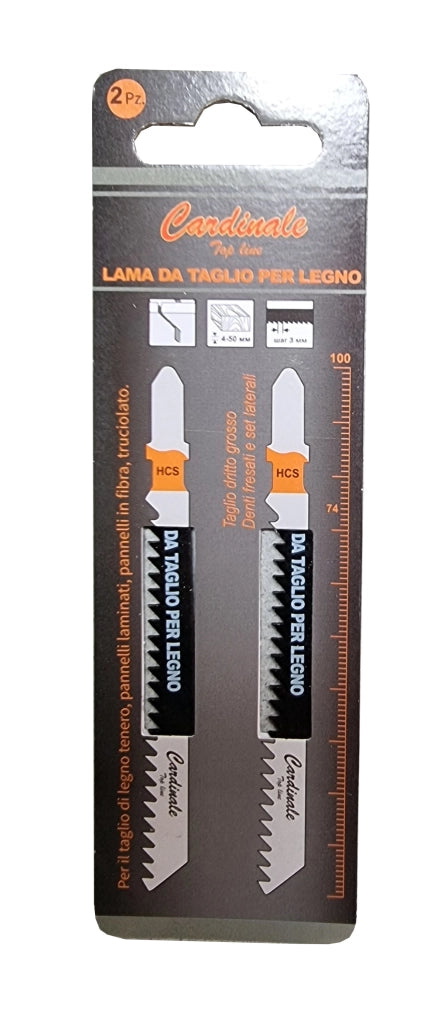 LAMA PER LEGNO DI RICAMBIO PER SEGHETTO ALTERNATIVO CARDINALE 100 mm - conf. 2 pezzi - CARDINALE