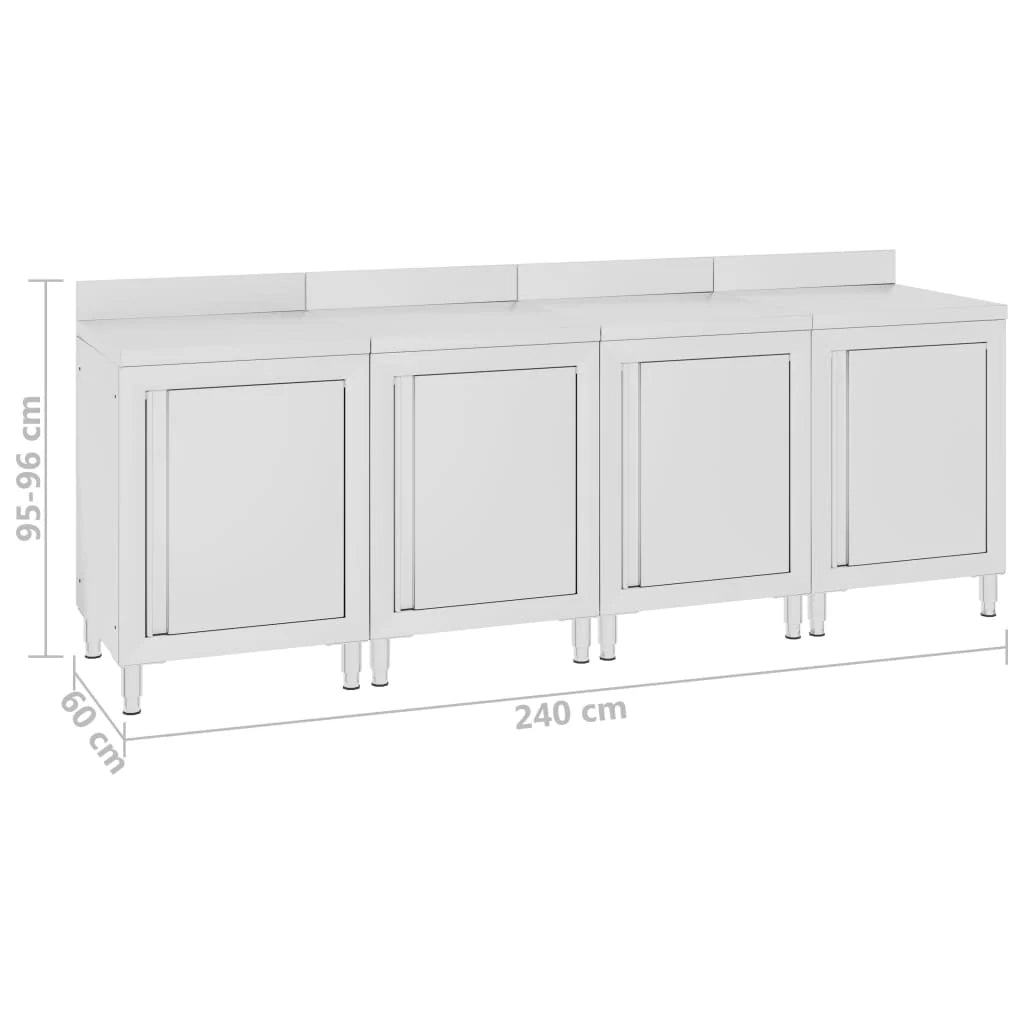 Tavolo da lavoro commerciale con mobiletto 240 x 60 x 96 cm acciaio inox 02_0001902