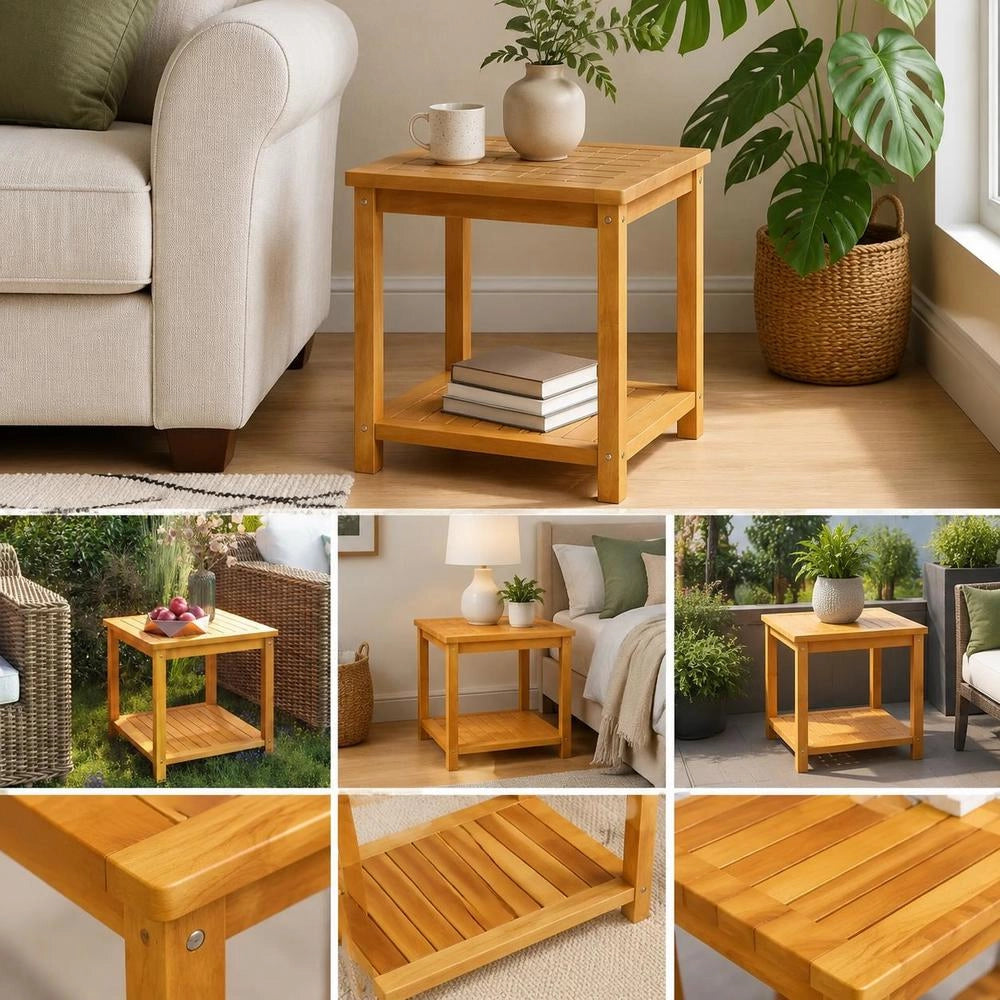 Side Table Solid Wood Acacia 45x45x45 Cm