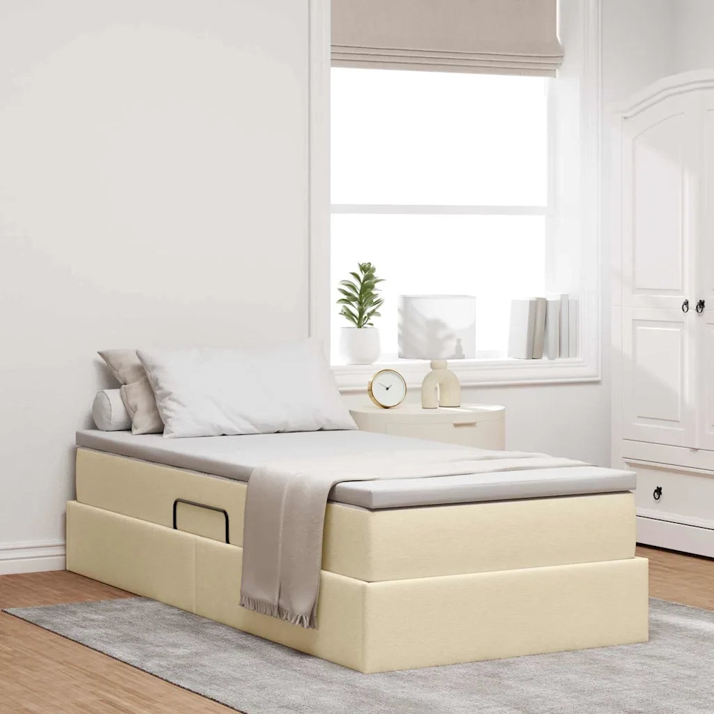 Letto con contenitore e materasso Crema 90 x 200 cm Poliestere