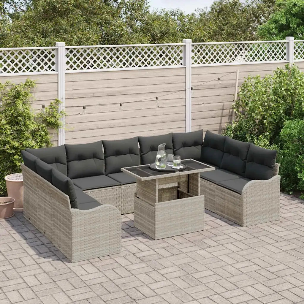 Set Divano da Giardino con cuscino 10 pcs Grigio chiaro 3357265