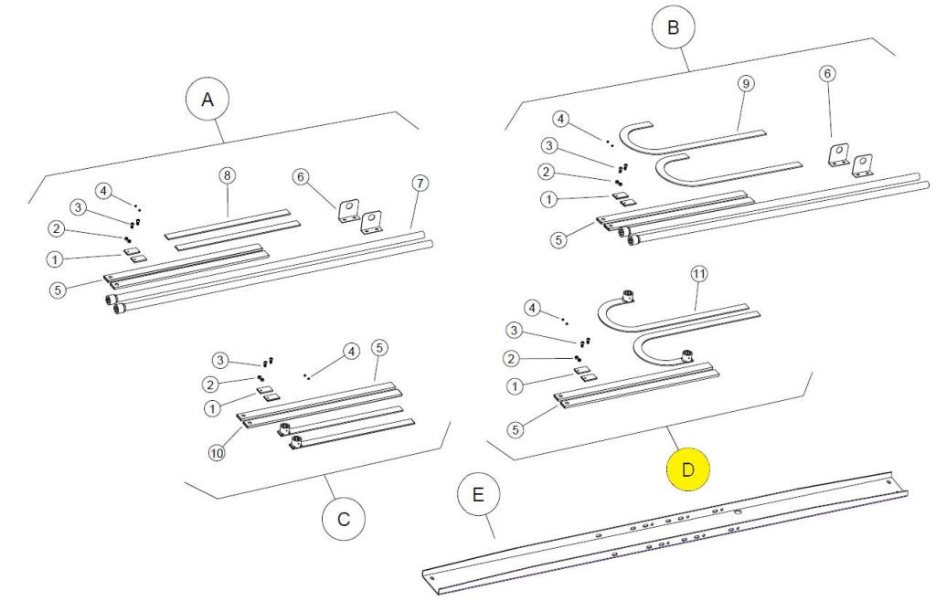 112529/4 KIT ACCESSORI 4 BRACCI CURVI DOPPIO MOTORE BASIC BAZER RICAMBIO