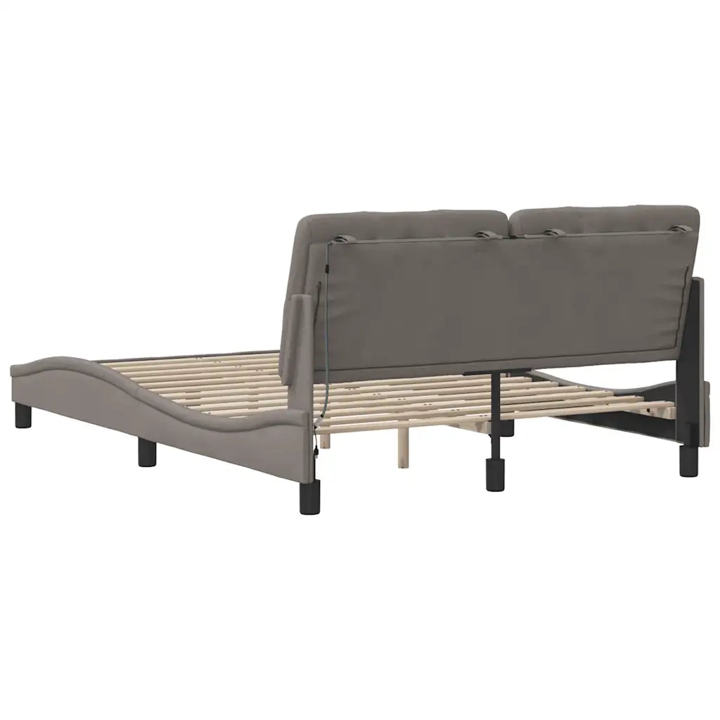 Giroletto con LED senza Materasso-Struttura Letto Tortora 120x200 cm Tessuto