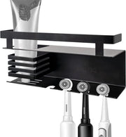 Sostegno per spazzola da denti senza fori, lamina in acciaio inox 304, sostegno per spazzola da denti elettrica, spazzola da mano, pastafacile, accessorio per spazzola da denti (nero)
