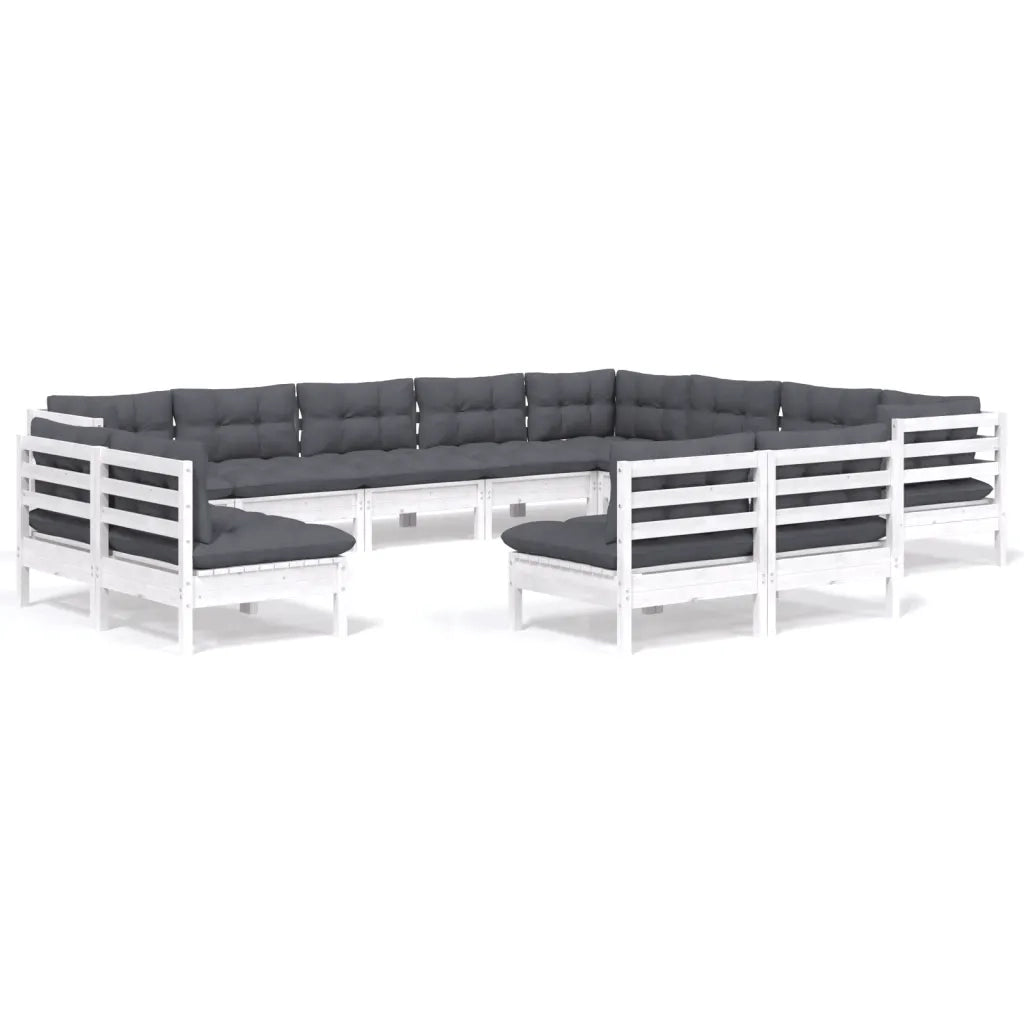 Set Divani da Giardino 12 pz con Cuscini Bianchi Legno di Pino cod mxl 44391