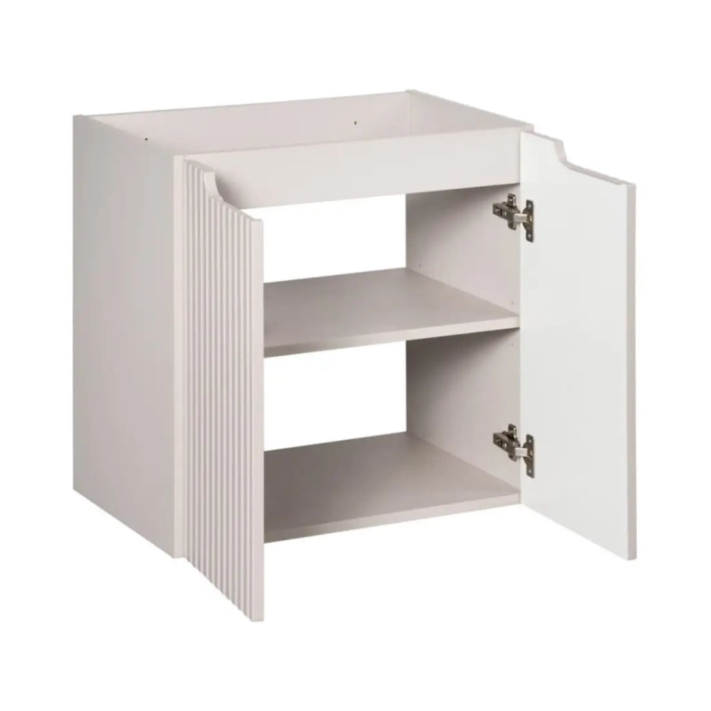 Set bagno VANO cachemire e bianco 60cm: mobile sotto lavabo con ante scanalate verticalmente + lavabo incassato