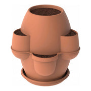 Oasi - Fioriera Da Giardino 80x80x80 Cm Con 6 Tasche Perimetrali E Sottovaso Terracotta