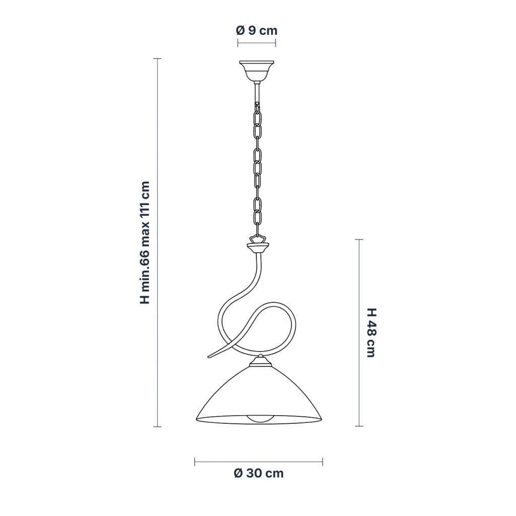 Lampadario Rustico Miranda 1 Luce Marrone e Bianco LuceArt Classic