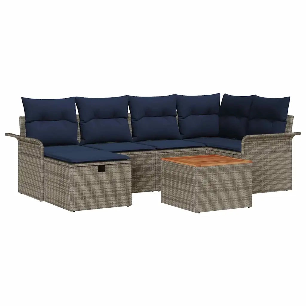 Set Divano da Giardino con cuscino 7 pcs Grigio polyrattan 3359458
