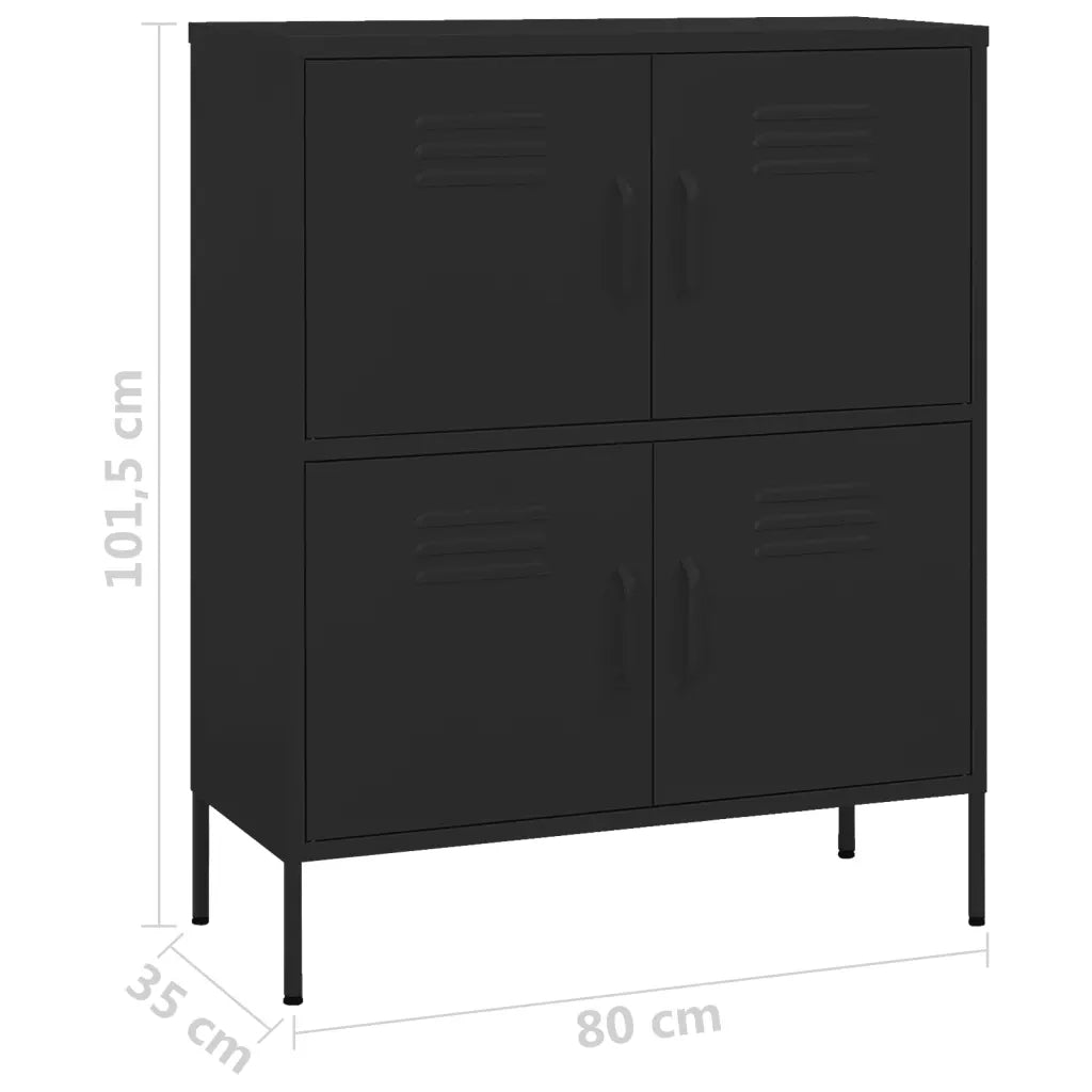 Armadietto Nero 80x35x101,5 cm in Acciaio 336142