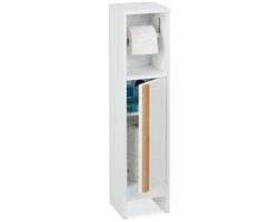 Cassetto bagno con contenitore rotante - spazia risparmiato - 1 pezzo - bianco e bambù