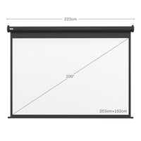 Telo Proiettore 100" Regolabile con Telecomando Formato 4:3 203x152 cm Nero