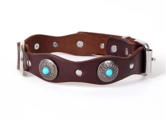 Collare per cani in pelle artigianale - Stile vintage - Regolabile - Adatto per cani di taglia media/grande - Elegante design - Collare per cani