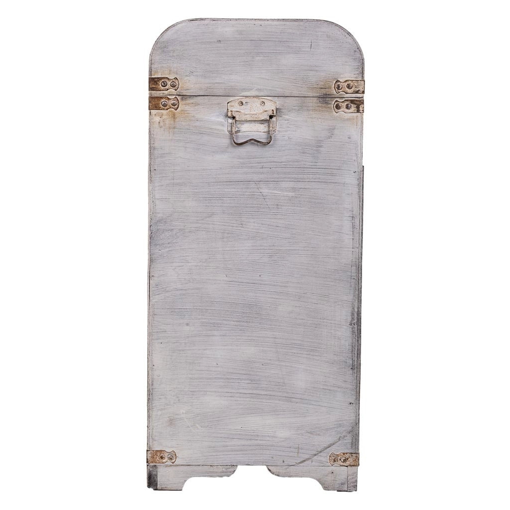 Baule portabottiglie in legno grigio 41x30x64h