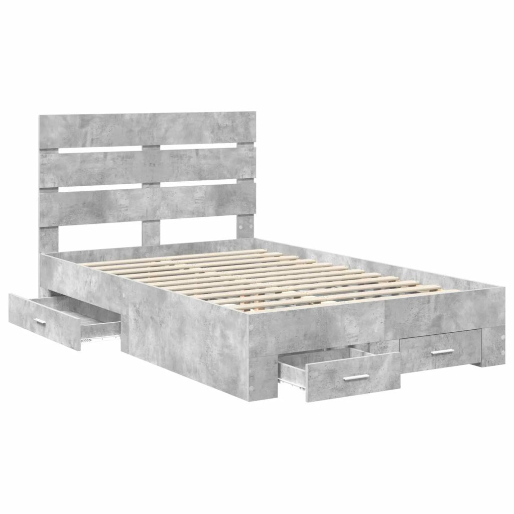 Struttura del letto con cassetto Grigio cemento 135 x 190 cm