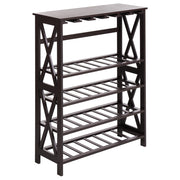 Portabottiglie classico in MDF marrone scuro elegante con gambe legno di pino