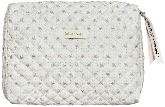 Borsa di cosmetici grande per viaggi, chiusura a righello con disegno di fiori, contenitori di toeletta con grande capacità per donne e ragazze, #4 Stile B-beige, 32 * 22 * 2,5 cm