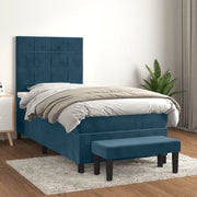 Giroletto a Molle con Materasso Blu Scuro 90x190 cm in Velluto 3137819