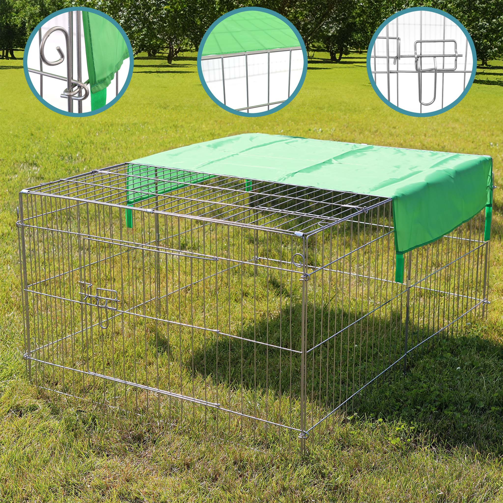 Recinto per piccoli animali 122 x 95 x 58 cm con telo parasole recinzione per conigli e lepri