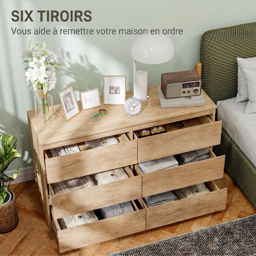 Cassettiera 6 cassetti senza maniglie stile moderno ¨C Xylo ¨C rovere 120x39x75 cm