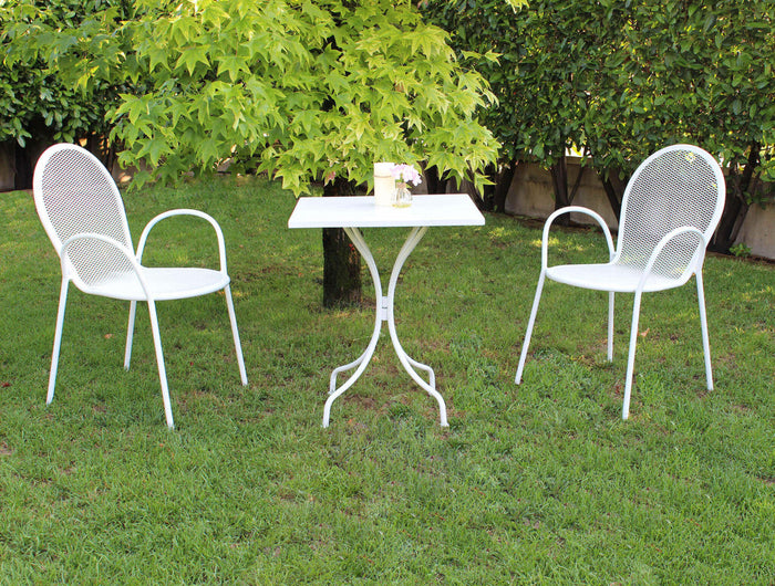 Sedia da Giardino Sheffield Impilabile 54x61x90 h cm in Acciaio Bianco