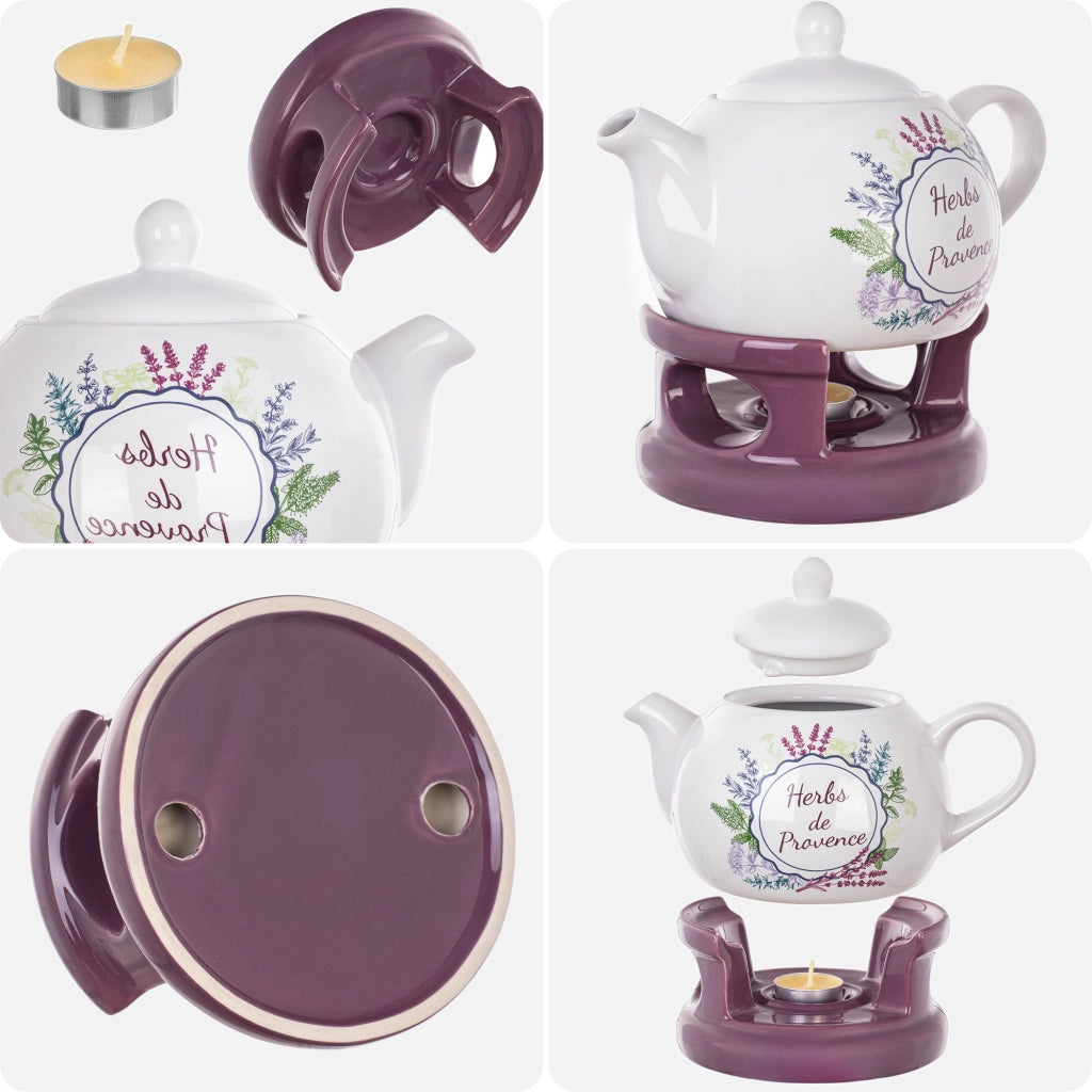 Teiera KADAX con scaldavivande, 1 litro, in ceramica, ideale come regalo.
