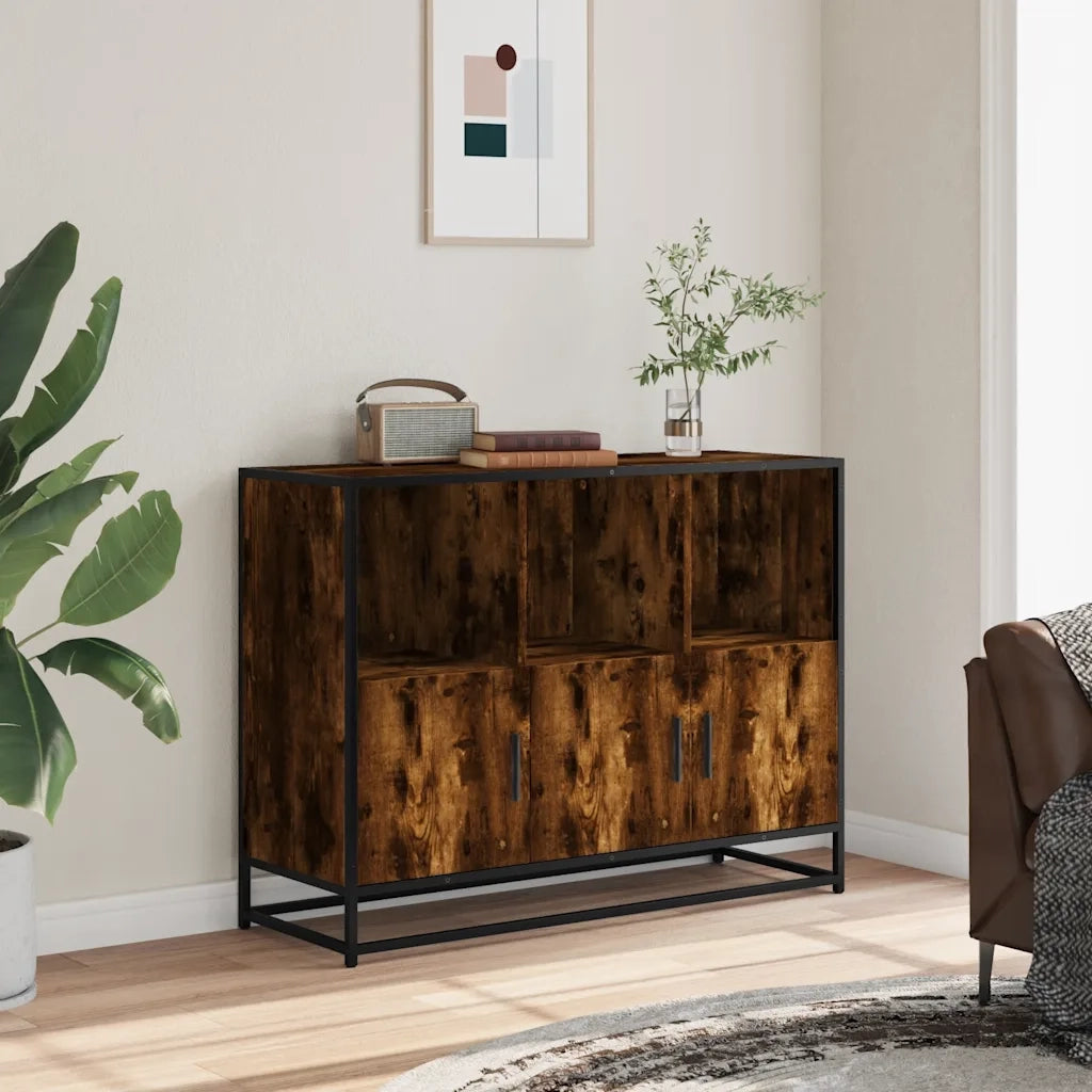 Credenza Rovere Fumo 100x35x76 cm in Legno Multistrato 849031