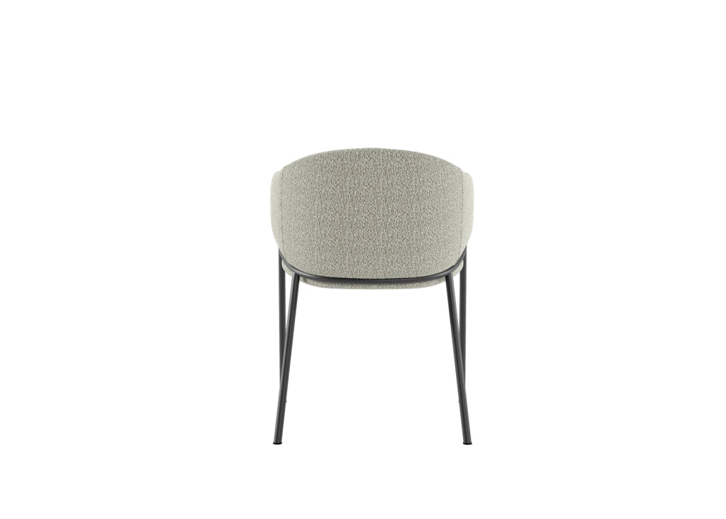 Set 2 Sedie Medea 53x60x78 cm in Tessuto Easy-Clean Bouclé Grigio Chiaro