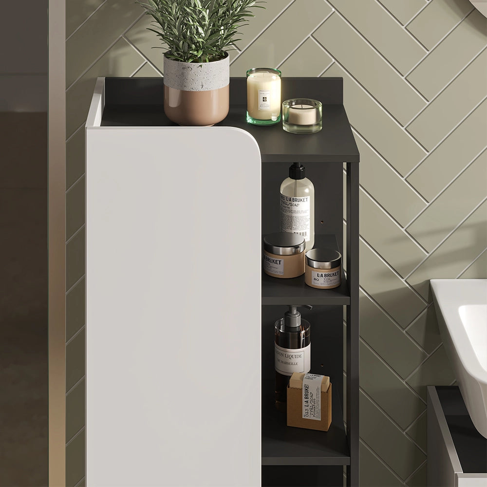 Vicco Mobiletto midi Antracite/bianco 50 x 128 cm con porta e vani aperti