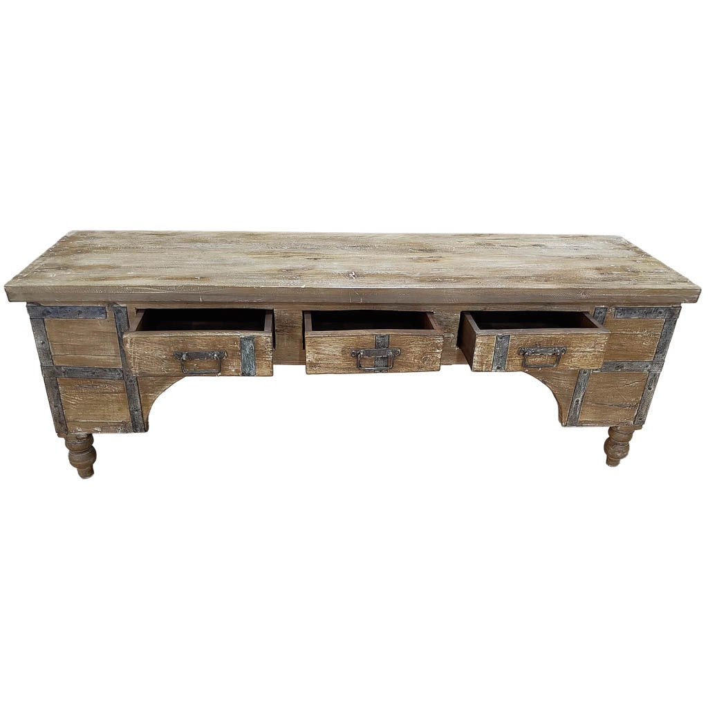 Mobile basso artigianale in legno 165-175x45x57h cm