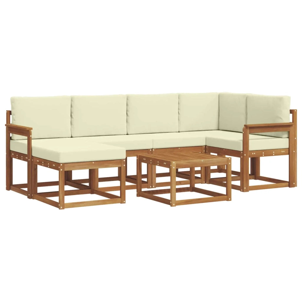 Set di divani da esterno con cuscino 7 pcs Naturale e Crema