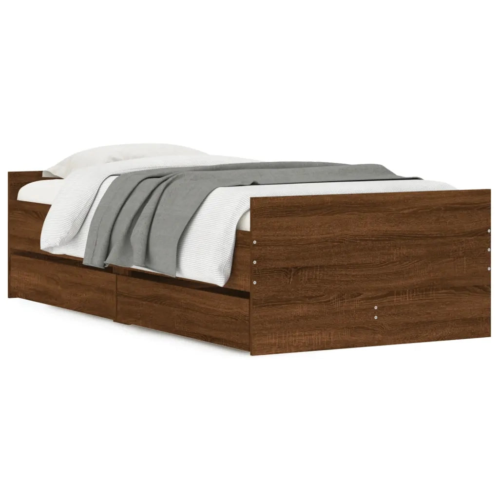 Giroletto con Cassetti-Struttura Letto con contenitore Rovere Marrone 90x190 cm