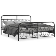 Letto matrimoniale | Letto per adulti | Giroletto con Testiera e Pediera Metallo Nero 193x203 cm