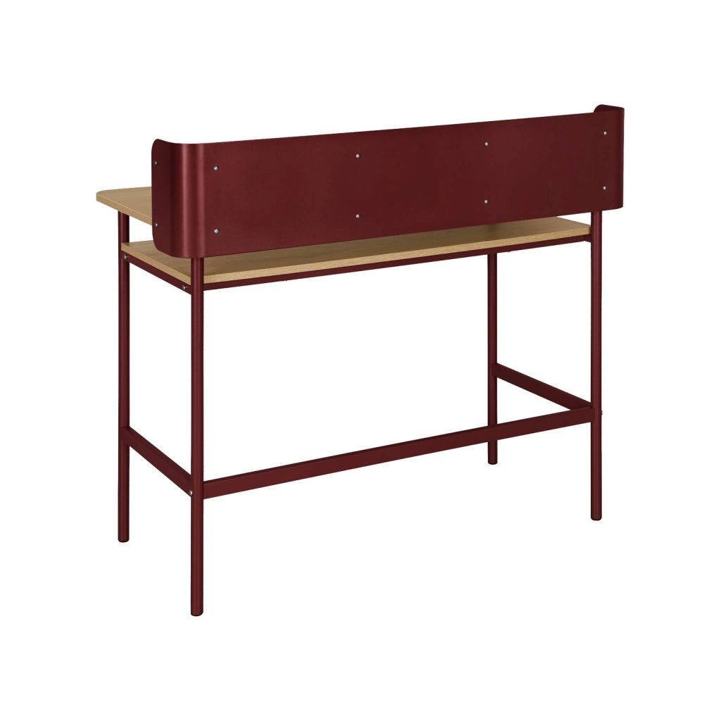 Scrivania in metallo e legno con 3 vani, rosso