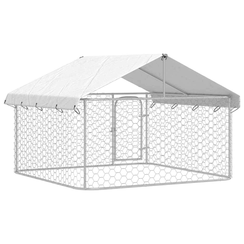 Cuccia/gabbia/recinto per animali domestici da esterno con tetto 200 x 200 x 150 cm argento 02_0041907