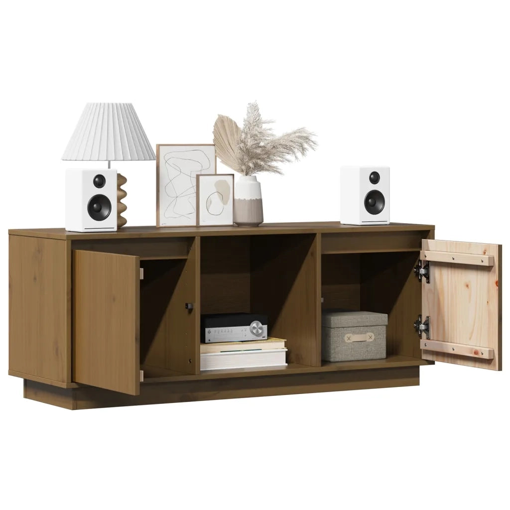 Mobile TV Miele 110,5x35x44 cm in Legno Massello di Pino