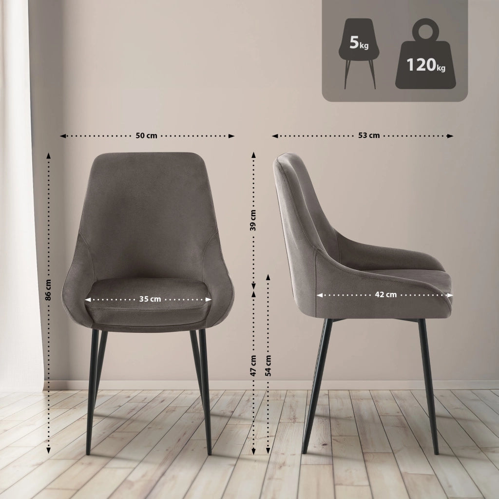 Set di 2 sedie per sala da pranzo Elmira velluto nero 9