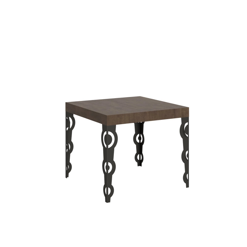 Tavolo allungabile 90x90/246 cm Karamay telaio Antracite - Noce