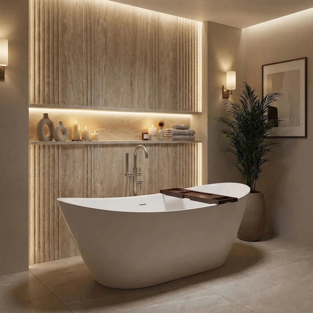 Vasca Bagno Da Terra Rea Ferrano Slim 180 Copritappo rame spazzolato