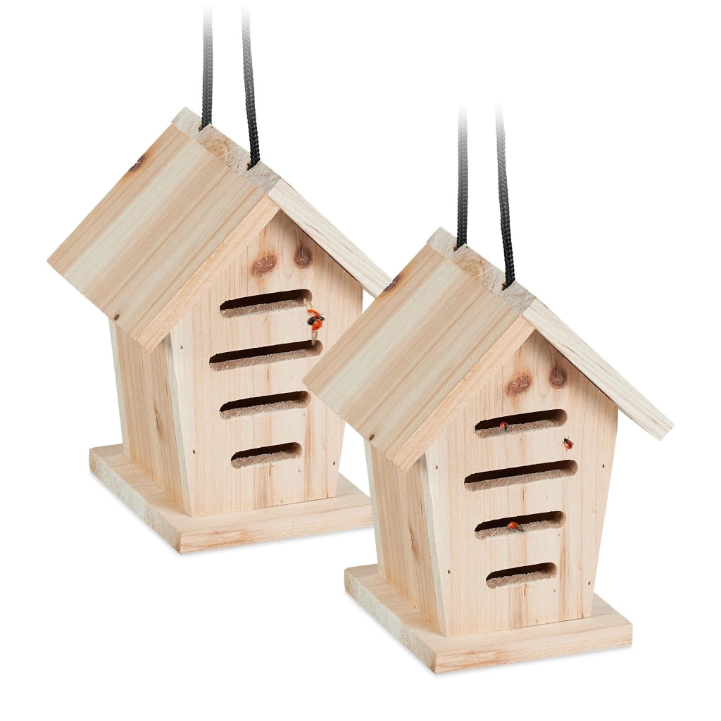 Set di 2 hotel per insetti da appendere per il giardino osservatorio 27 x 15 x 15 cm in legno di abete naturale 13_0015266