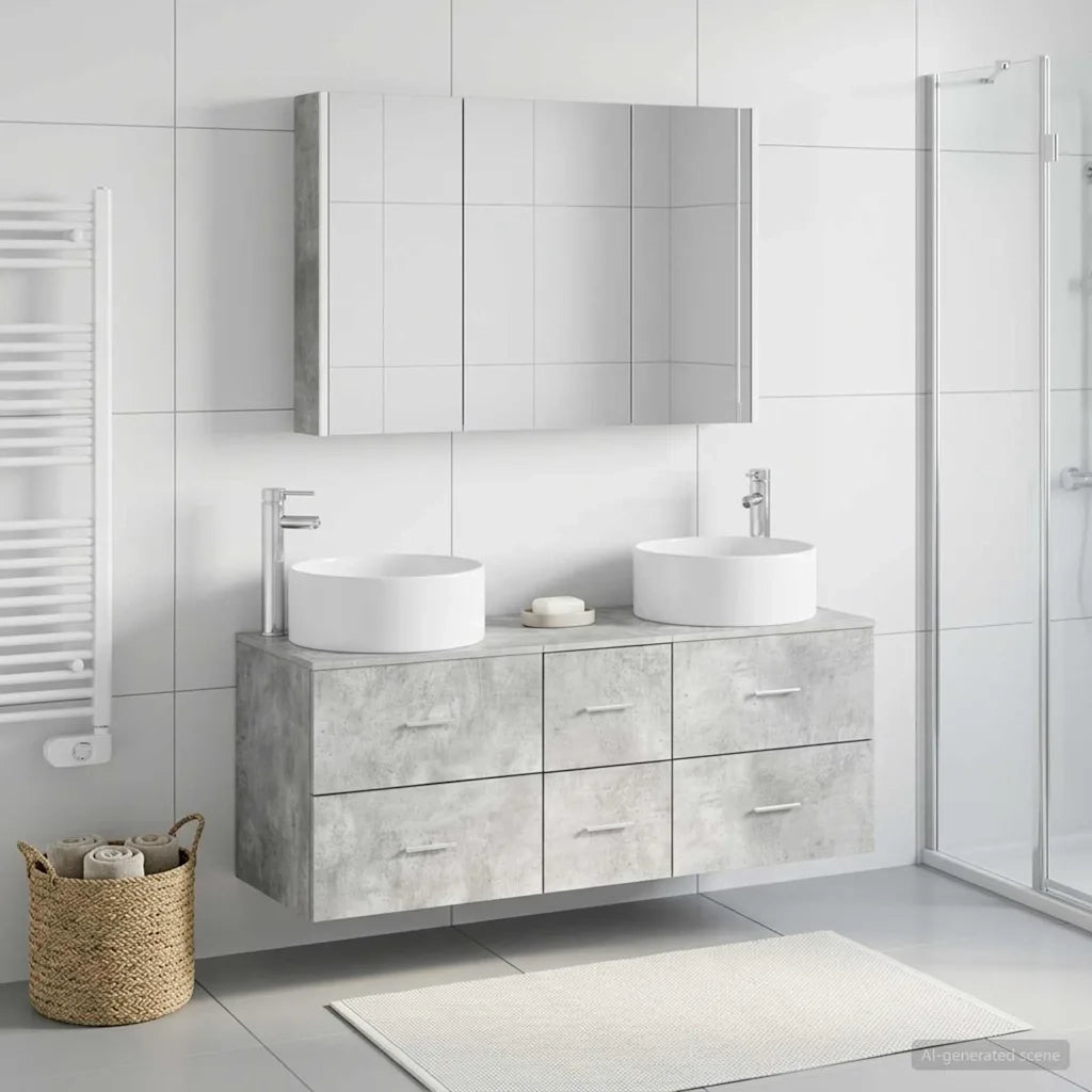 Set di mobili per il bagno 4 pcs Grigio Cemento 3407106