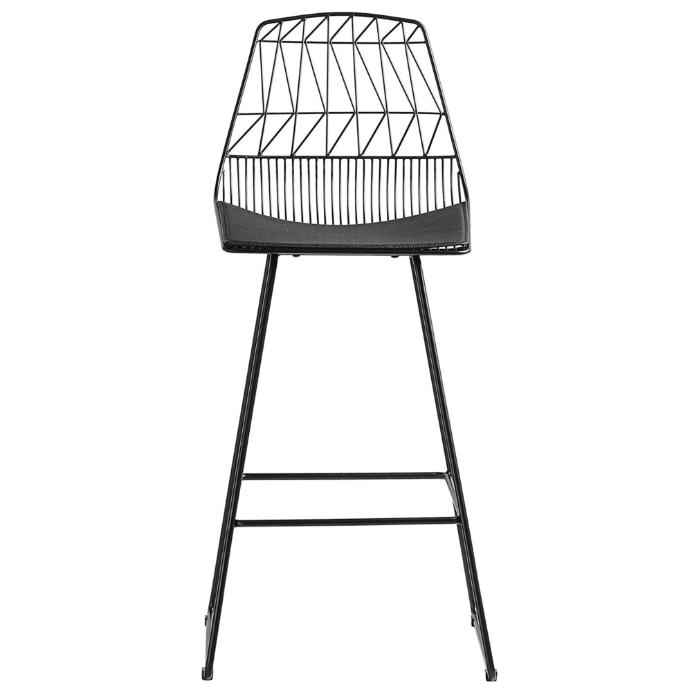 Set di 2 sedie da bar con struttura in acciaio Nero sedile in ecopelle altezza del bancone schienale a doghe design moderno