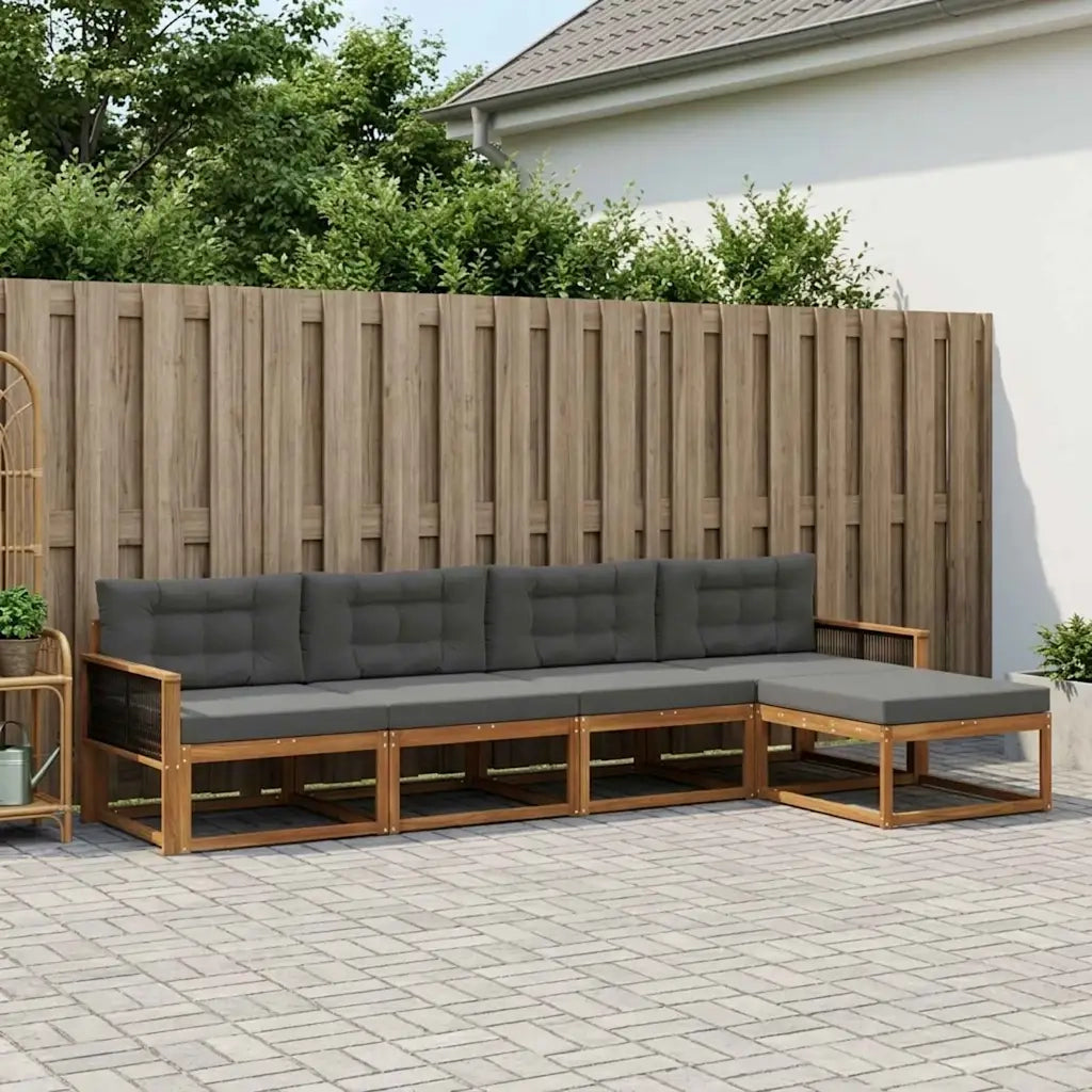 Set di divani da esterno con cuscino 5 pcs Naturale e Antracite 3382485