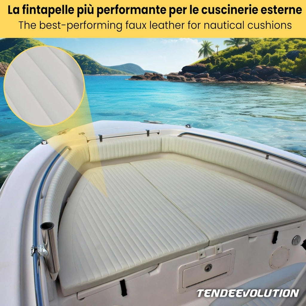 Finta Pelle Trapuntata Bianca - Resistente, Ideale per Nautica Interno e Esterno - Vendita al Mezzo Metro