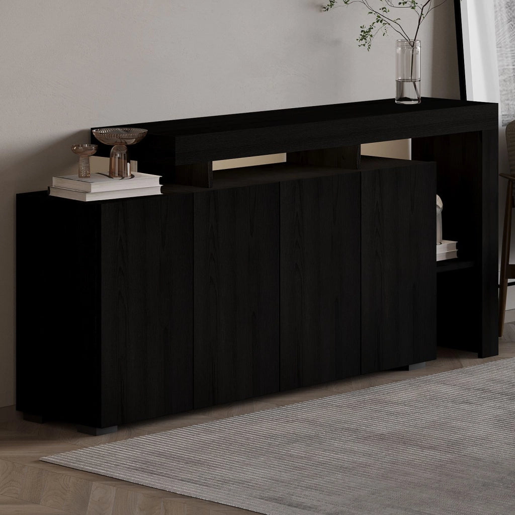 Credenza in legno "Beliz" - 170 x 35 x 80 cm - Legno nero
