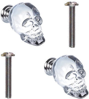 Set di maniglie per porte in vetro cristallo - 2 pezzi - Teste di teschio - Maniglie per mobili - Decorazione - Diametro 17-22mm - Disegno unico - Maniglie per mobili