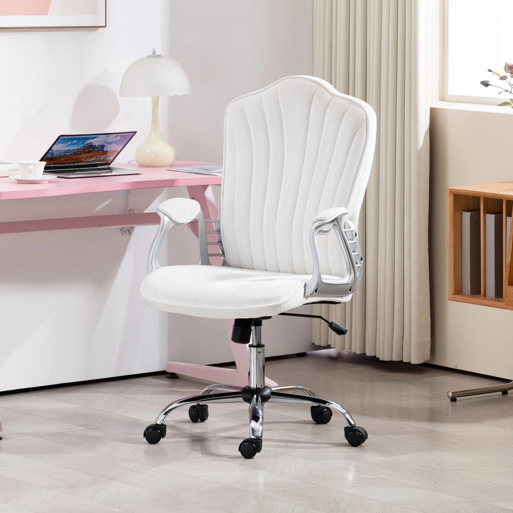 Sedia da ufficio girevole con braccioli ¨C zephmum ¨C regolabile in altezza, schienale reclinabile, bianco
