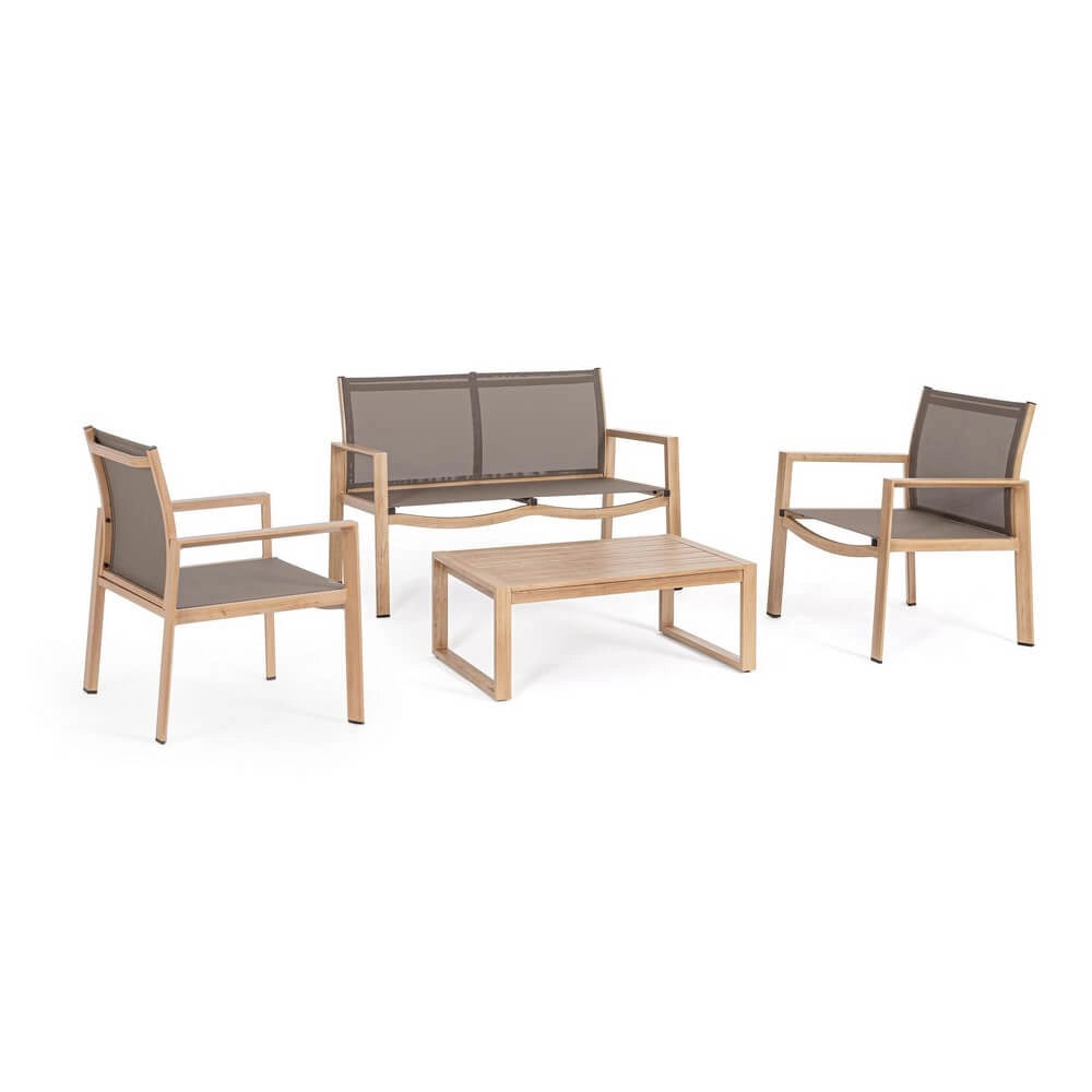 Set da 4 pezzi salotto da giardino in alluminio e textilene - QUIETUDE